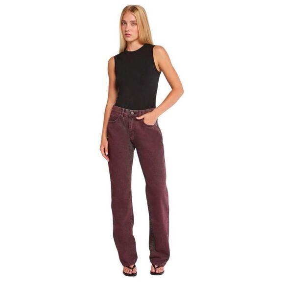 Women's Burgundy Jeans - Picture 5 of 15